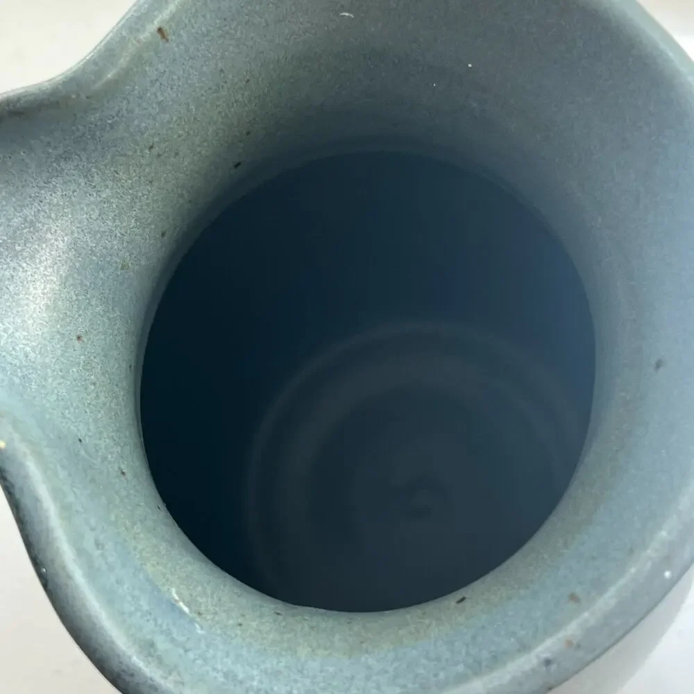 Elk Falls Pottery Blue Studio Art Pitcher Stoneware Glazed Speckled 9